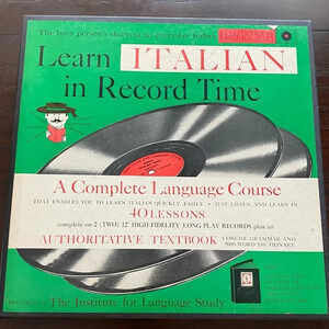 Vintage 1958 “Learn Italian in Record Time” Institute for Language Study Set